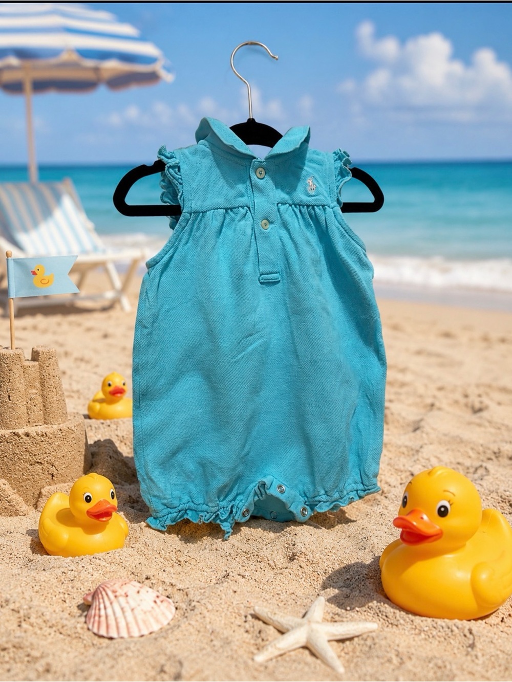 Ralph Lauren Turquoise cotton Infant Romper size 9 months